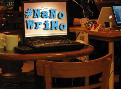 NaNoWriMo write-in - Computer on table